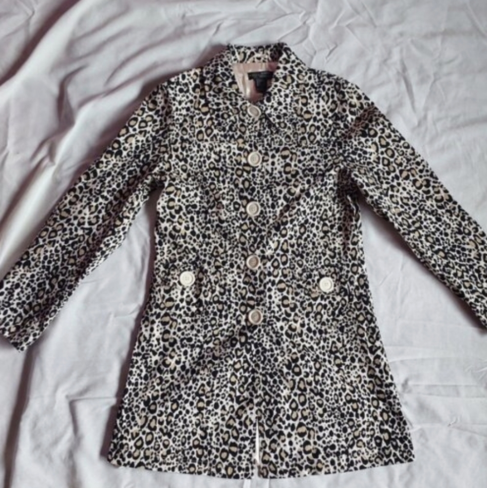 LARGE XCEPSION Leopard Animal print coat with pockets Button‎ Collar Lined - CES
